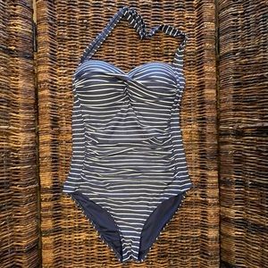 Convertible halter one piece swim suite. Blue and white size 8
